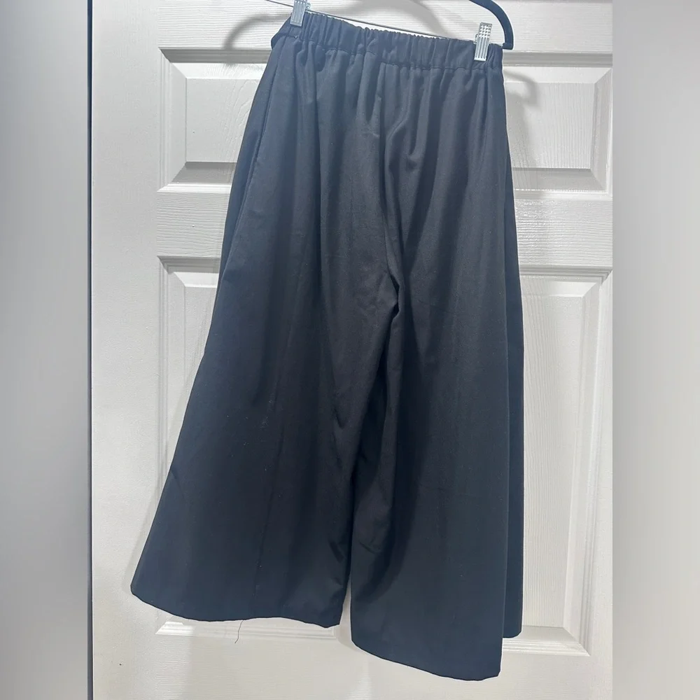 Black Wide-Leg Pants with skirt wrap in front - Picture 3 of 4